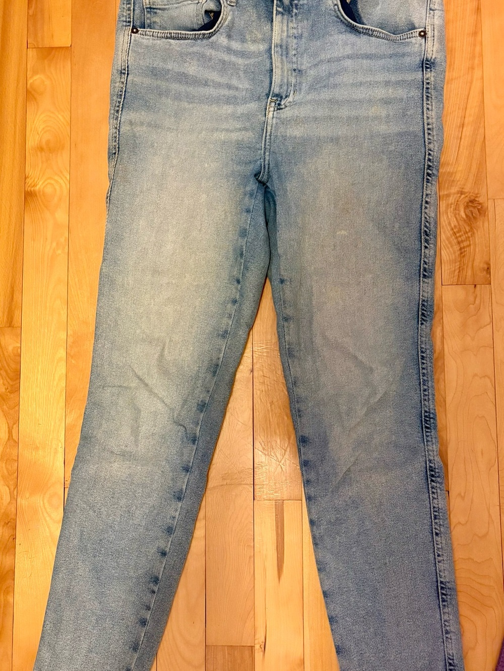 Light Wash Women’s We The Free Jeans - High-Rise Skinny with Frayed Hem